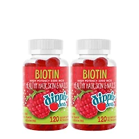 Dippin' Dots Biotin 5000Mcg Gummies Healthy - Raspberry Twin Pack (60 Servings Each)