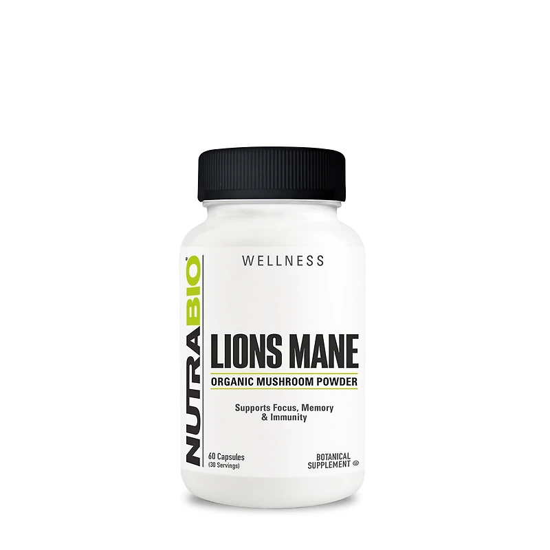 NutraBio Lions Mane Beta Glucan - 60 Capsules (30 Servings)