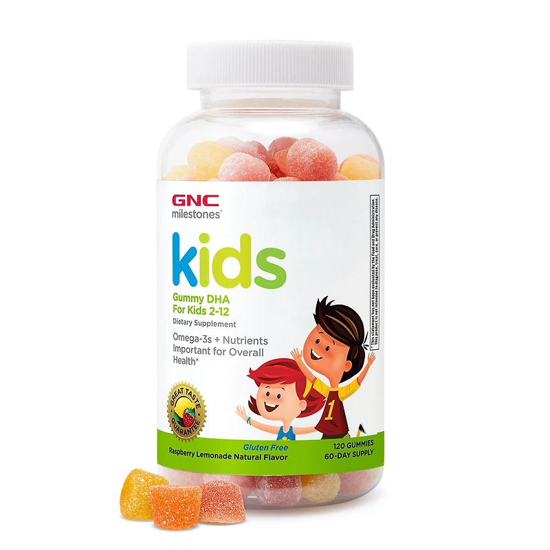 GNC Milestones Kids Gummy Dha for 2-12 Healthy - 120 Gummies (60 Servings)