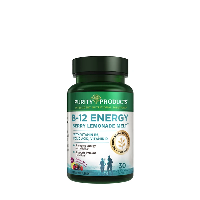 Purity Products B-12 Energy Berry Lemonade Melt Vitamin B - 30 Tablets (30 Servings)