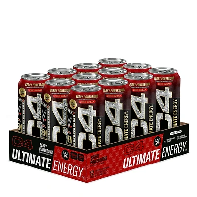 Cellucor C4 Ultimate Energy Drink - Berry Powerbomb 16Oz. (12 Cans) Zero Sugar