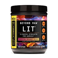 Beyond Raw Lit Pre-Workout 2.0 - Passion Orange Guava (30 Servings) Zero Sugar