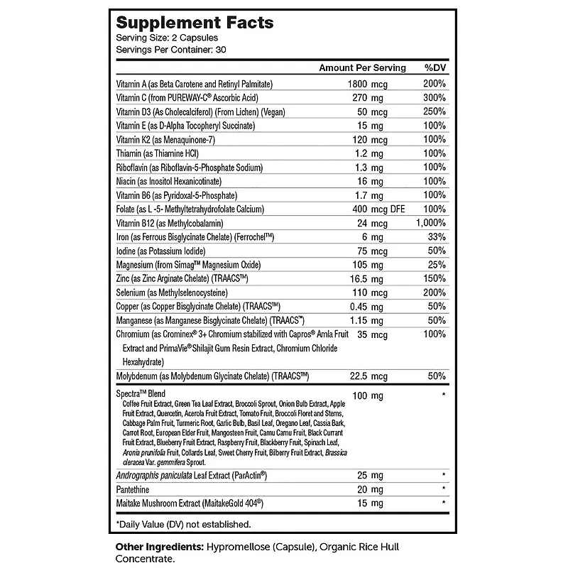 Multi Vitamin + Immune System Support - 60 Capsules (30 Servings)