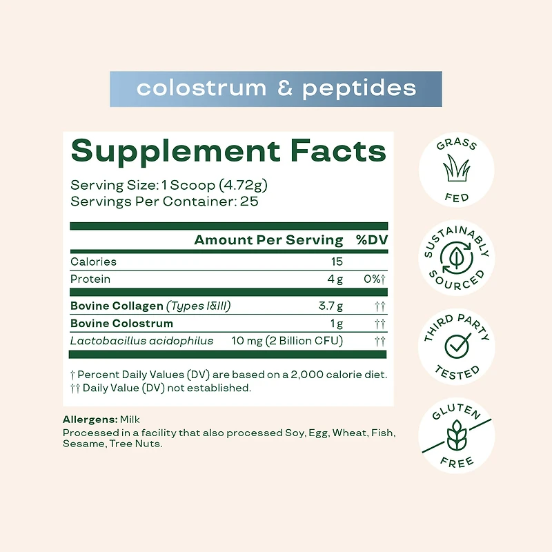 Colostrum & Collagen Peptides - Unflavored (25 Servings)