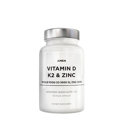 Codeage Amen Vitamin D Vegan - K2 & Zinc D3 60 Capsules (60 Servings)
