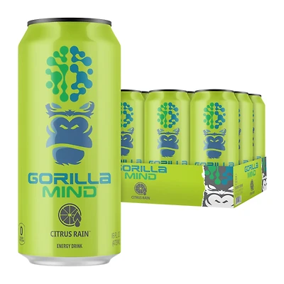 Gorilla Mind Energy Drink - Citrus Rain 16 Oz. (12 Cans)