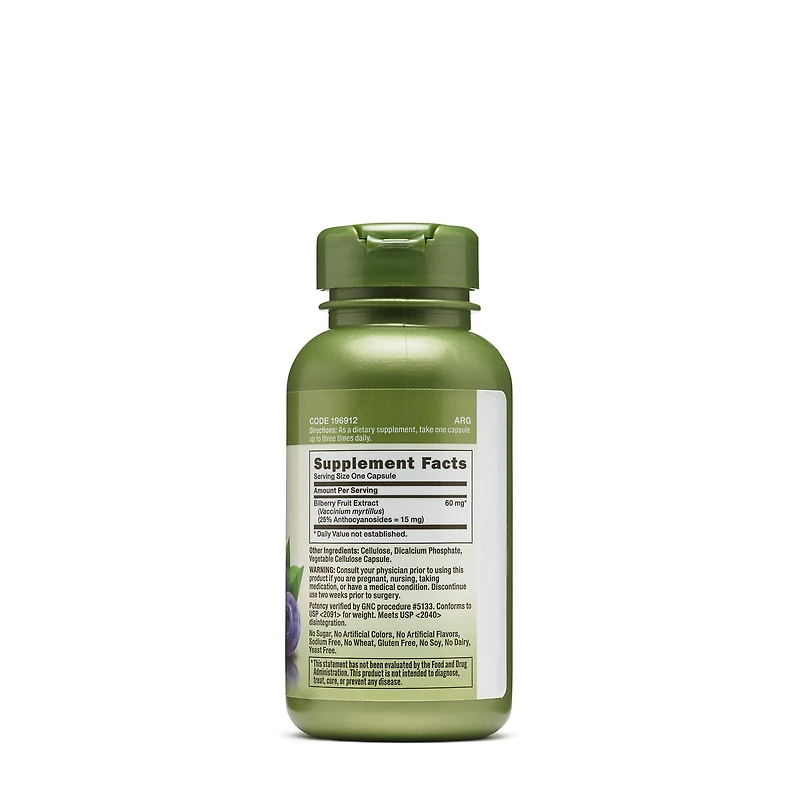 Bilberry Extract 60mg - 100 Capsules (100 Servings)