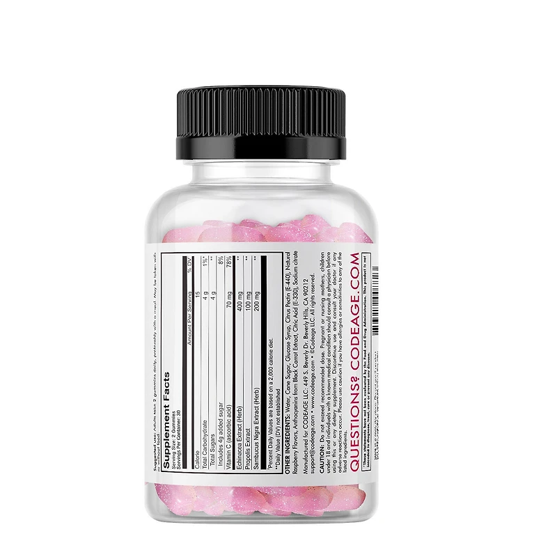 Vitamins Immunity Gummies - Vitamin C + - Echinacea - Propolis - Elderberry - 60 Count (30 Servings)