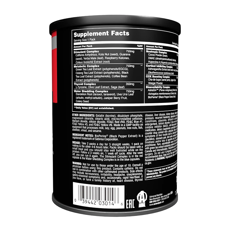Animal Advanced Cuts Pill Packs - 42 Packs (21 Servings)