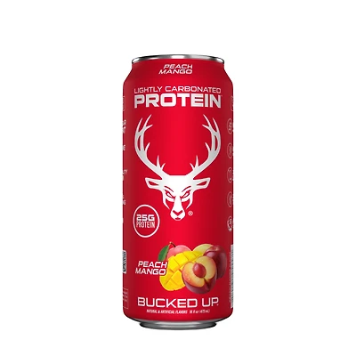Bucked Up Lightly Carbonated Protein Rtd Healthy - Peach Mango 16 Fl Oz (12 Cans)