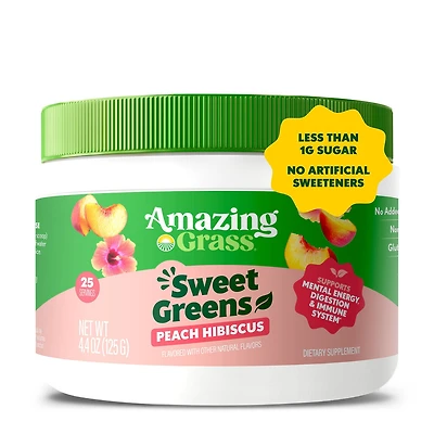 Amazing Grass Sweet Greens Vegan - Peach Hibiscus 4.4 Oz (25 Servings)
