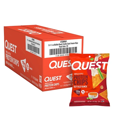 Quest Tortilla Style Protein Chips - Buffalo Ranch (8 Bags)