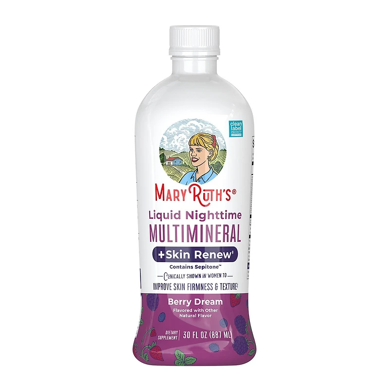 Liquid Nighttime Multimineral + Skin Renew - Berry Dream - 30 fl oz (30 Servings)