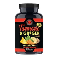 Turmeric and Ginger Maxx with Bromelain and Black Pepper - 120 Capsules (60 Servings)