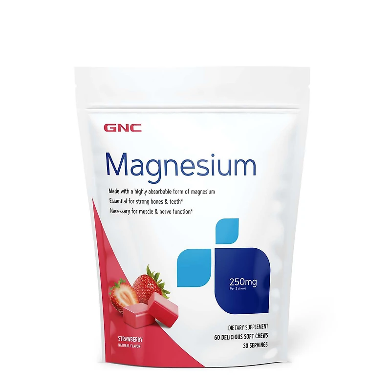 GNC Magnesium 250Mg - Strawberry 60 Soft Chews (30 Servings)