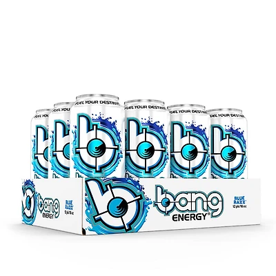 Bang Energy Drink Vegan - Blue Razz 16Oz. (12 Cans) Zero Sugar