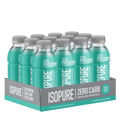 Isopure Protein Drink - Blue Raspberry 16.9Oz (12 Bottles)