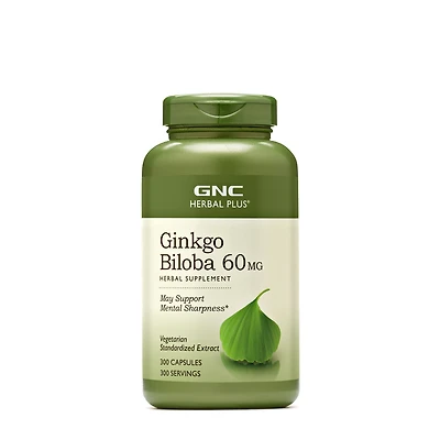 GNC Herbal Plus Ginkgo Biloba 60Mg - 300 Capsules (300 Servings)