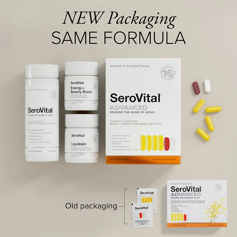 SeroVital ADVANCED Anti-Aging Therapy - 120 Capsules + 60 Tablets (90 Servings)