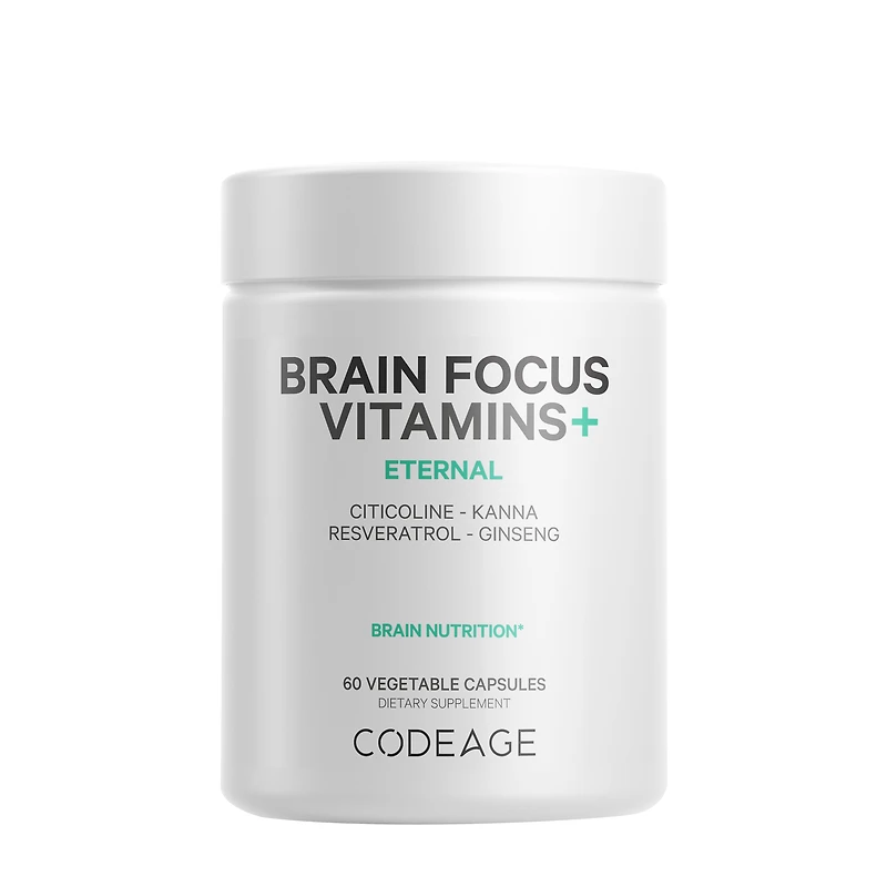 Codeage Brain Focus Multivitamin+ Vegan - 60 Vegetable Capsules (30 Servings)