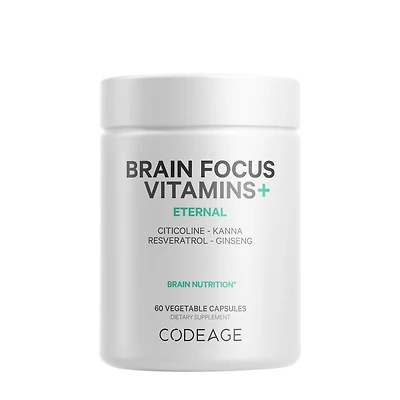 Codeage Brain Focus Multivitamin+ Vegan - 60 Vegetable Capsules (30 Servings)