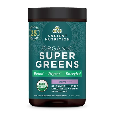 Ancient Nutrition Organic Super Greens - Berry (25 Servings)