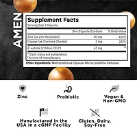 Amen Zinc/Copper + Probiotics 2 Billion CFUs - 90 Capsules (90 Servings)
