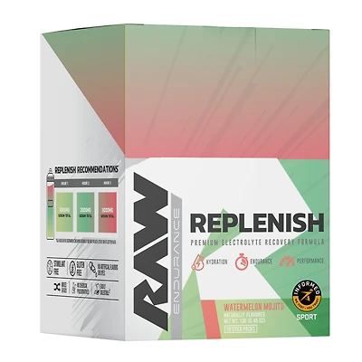 Raw Nutrition Replenish Premium Electrolyte Recovery Healthy - Watermelon Mojito (20 Stick Packs)