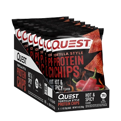 Quest Tortilla Style Protein Chips - Hot & Spicy (8 Bags)