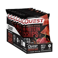 Quest Tortilla Style Protein Chips - Hot & Spicy (8 Bags)