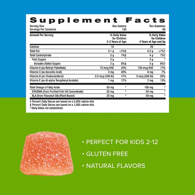 Kids Gummy DHA For Kids 2-12 - 120 Gummies (60 Servings)