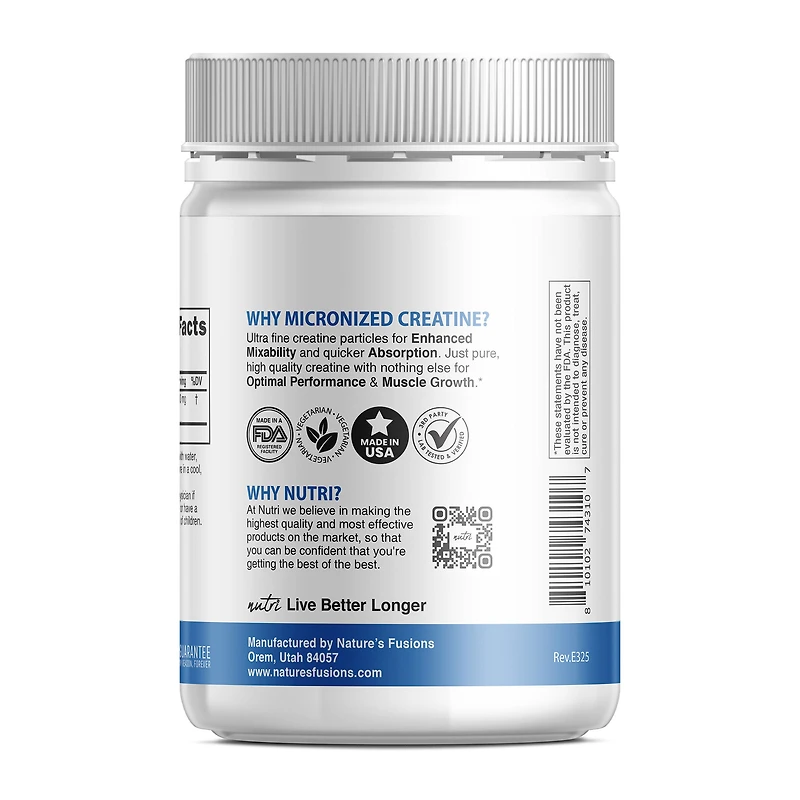 Micronized Creatine Monohydrate 5000mg - Unflavored (100 Servings)