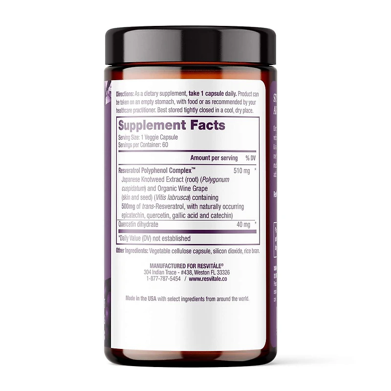 Resveratrol 500mg - 60 Vegetarian Capsules (60 Servings)