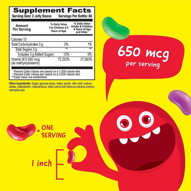 Kids Vitamin B12 650mcg - 60 Jelly Beans (60 Servings)