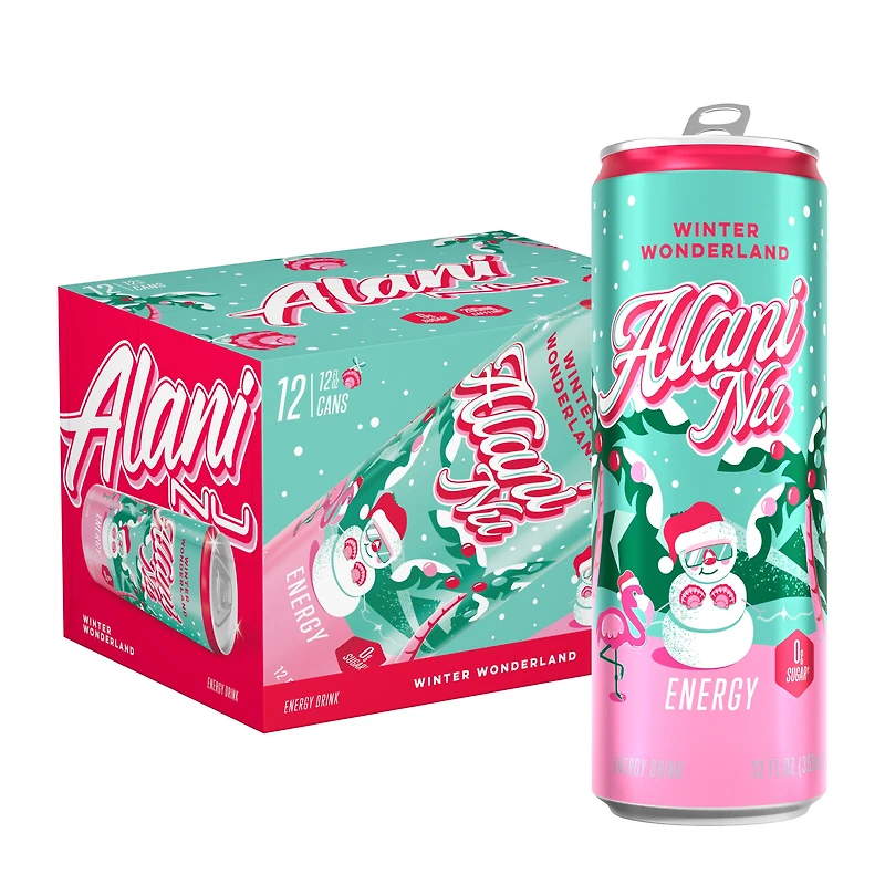 Alani Nu Energy Drink Gluten-Free - Winter Wonderland 12Oz. (12 Cans) Zero Sugar