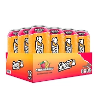 GHOST Energy Drink Vitamin B - Strawbango 16Oz. (12 Cans) Zero Sugar