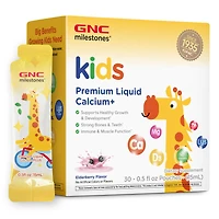 GNC Milestones Tiktok Kids Premium Liquid Calcium+ - Elderberry 15Ml (30 Pouches)