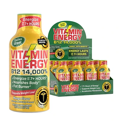 Vitamin Energy B12 14,000% - Mango 12 Bottles
