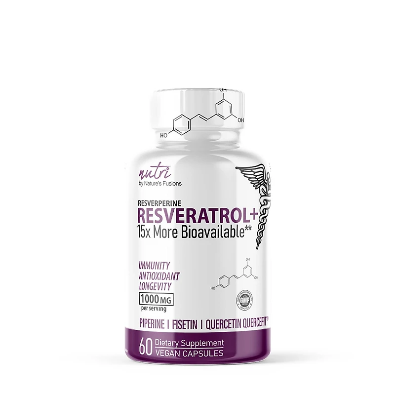 Nature's Fusions Resverperine Resveratrol 500 Mg with Black Pepper Healthy - 60 Capsules (60 Servings)