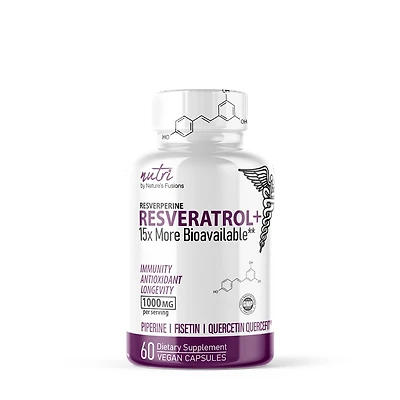 Nature's Fusions Resverperine Resveratrol 500 Mg with Black Pepper Healthy - 60 Capsules (60 Servings)