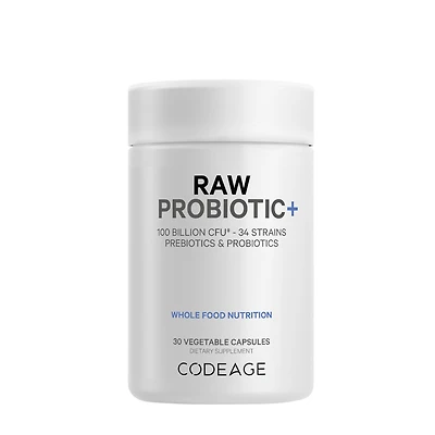 Codeage Raw Probiotic+ Gluten-Free - 30 Vegetable Capsules (30 Servings)