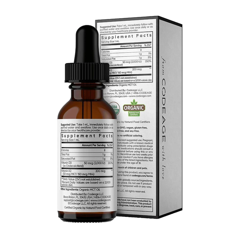 Liquid D3+K2 - 1 fl oz. (30 Servings)