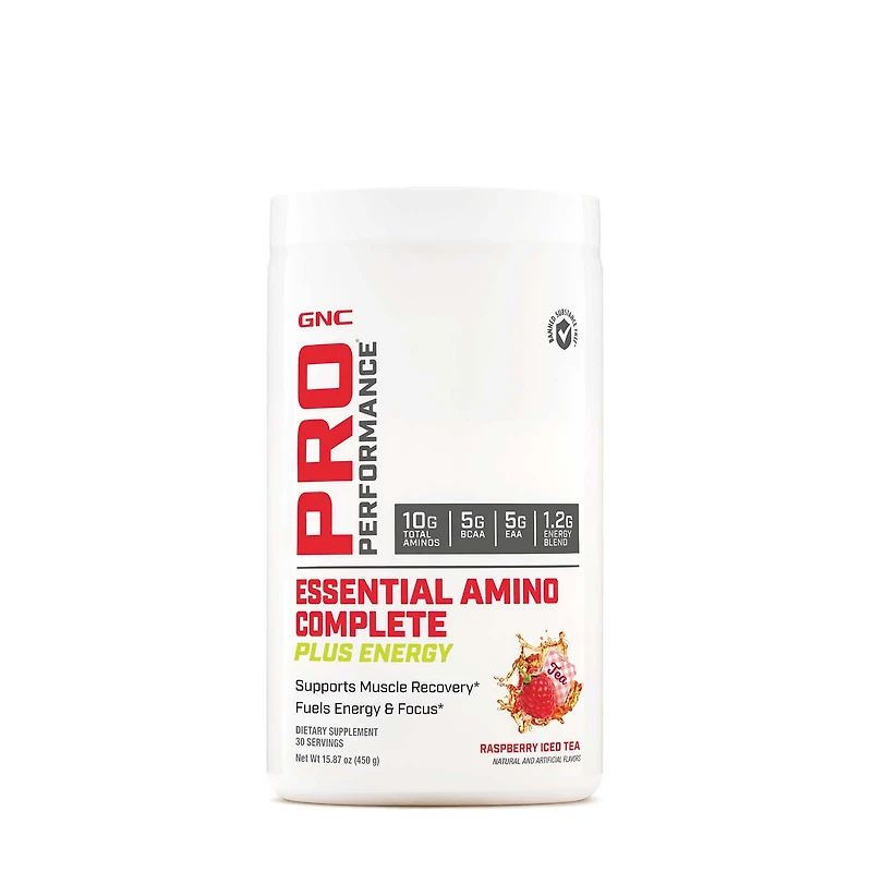 GNC Pro Performance Essential Amino Complete Plus Energy - Raspberry Iced Tea (30 Servings) 15.9 fl. Oz