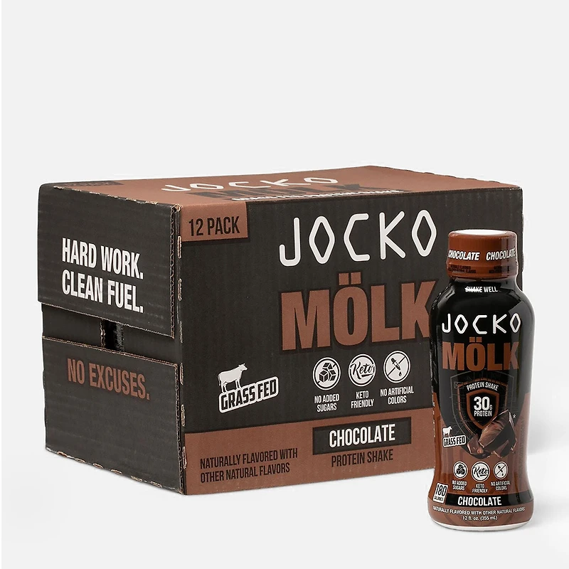 Jocko Molk Protein Shake - Chocolate 12Oz. (12 Bottles)