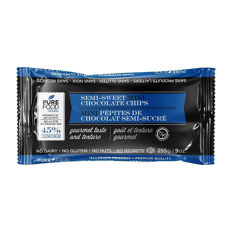 Pure Food Semi-Sweet Mini Chocolate Chips - 255 G Pack