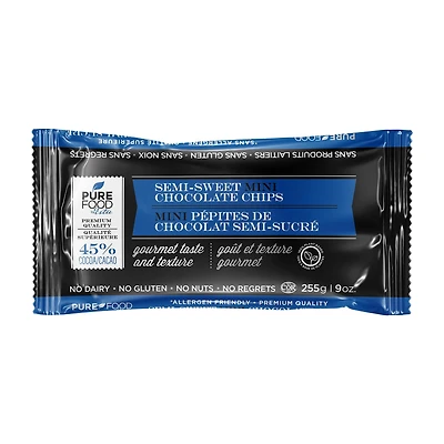 Pure Food Semi-Sweet Mini Chocolate Chips - 255 G Pack