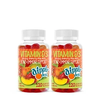 Dippin' Dots Vitamin D3 50Mcg Gummies - Strawberry Peach Mango Twin Pack (60 Servings Each)