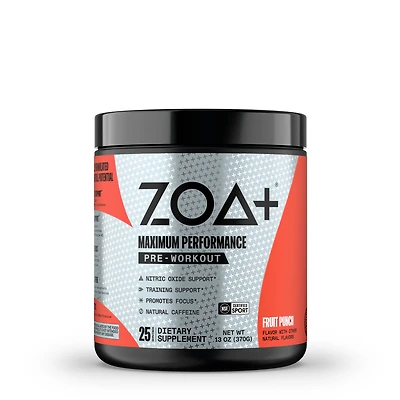 ZOA Maximum Performance Pre-Workout - Fruit Punch (25 Servings) Zero Sugar
