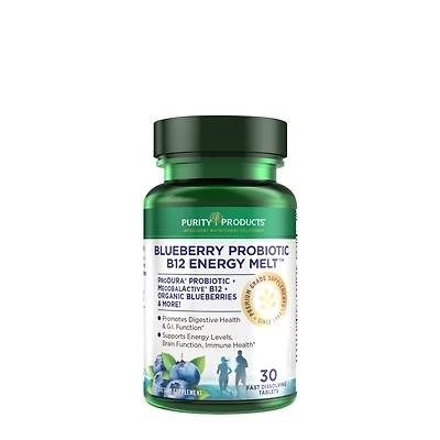 Purity Products Blueberry Probiotic B12 Energy Melt - 30 Tablets (30 Servings)