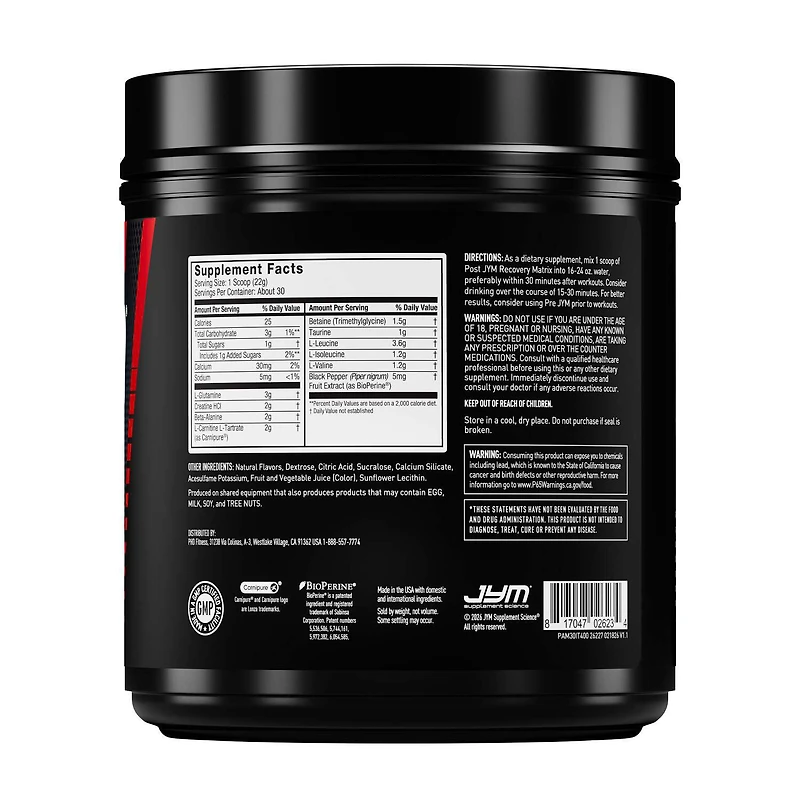 Post Jym Workout Recovery - Iced Tea Lemonade (30 Servings)